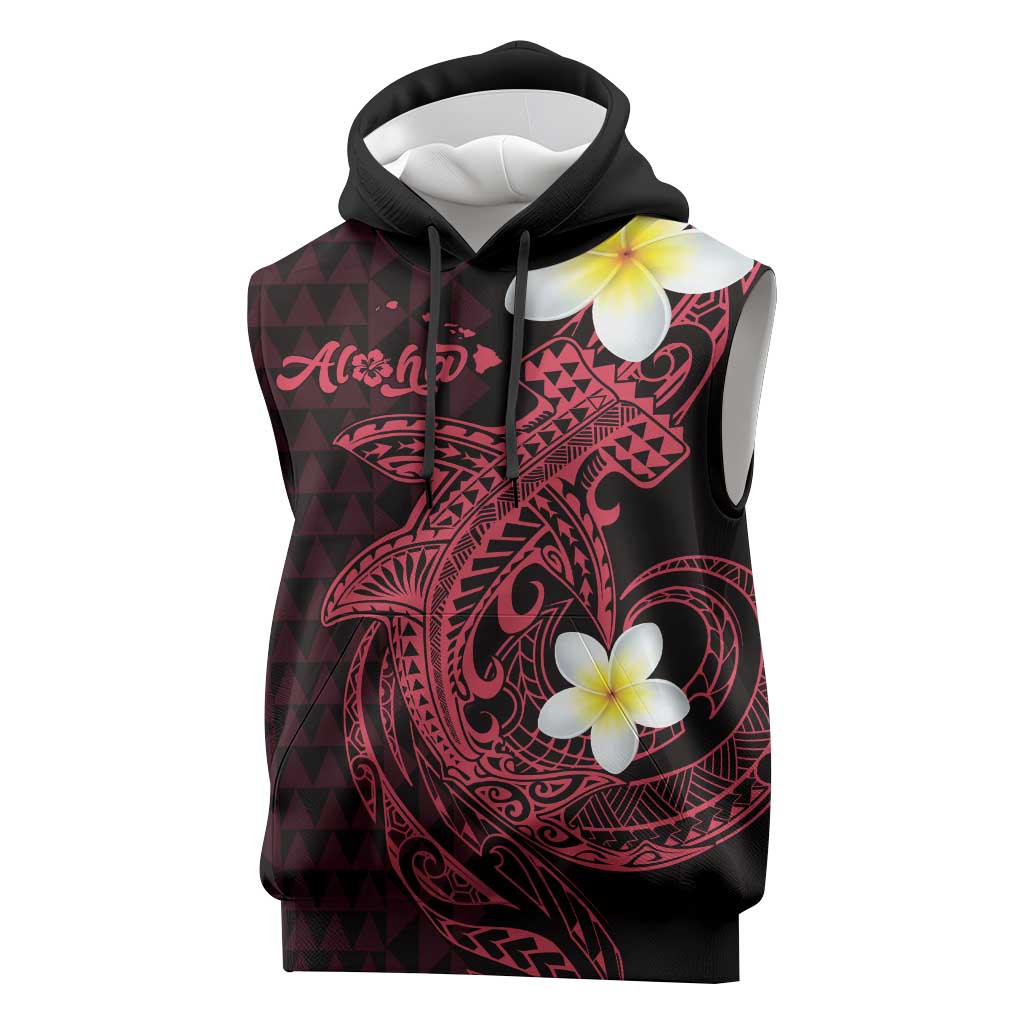 Aloha Hammerhead Shark Sleeveless Hoodie Feverish Pink Hawaiian Kakau Tribal Tattoo LT9 Pink - Polynesian Pride
