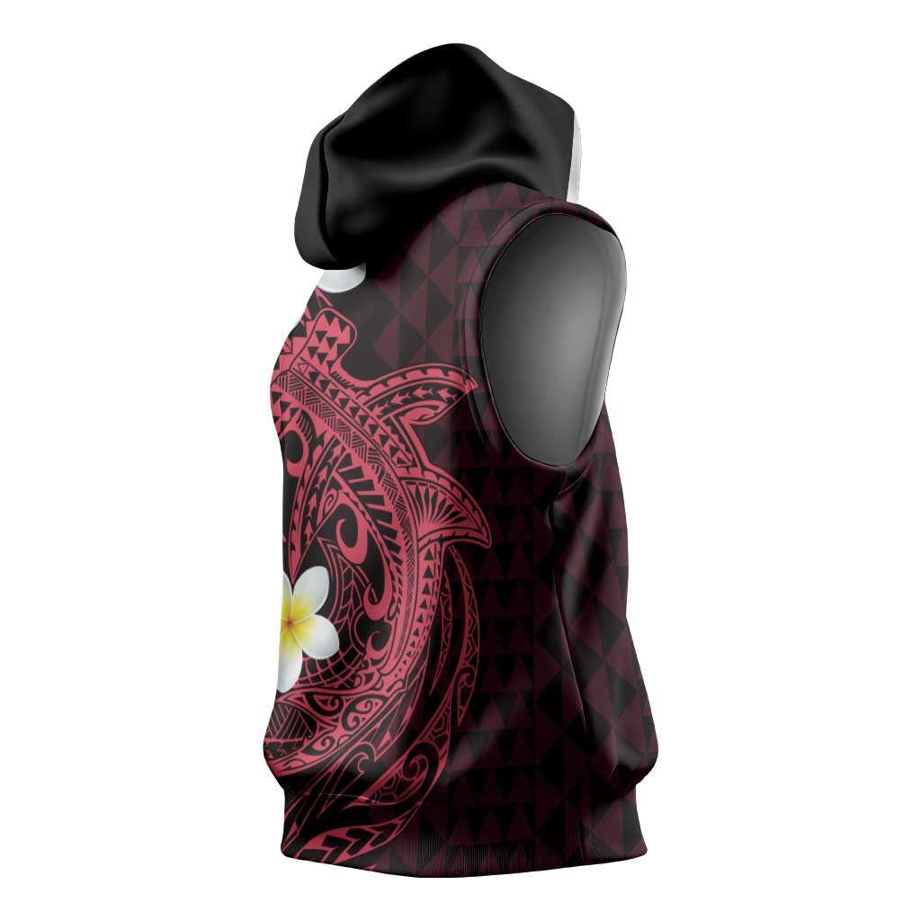Aloha Hammerhead Shark Sleeveless Hoodie Feverish Pink Hawaiian Kakau Tribal Tattoo LT9 - Polynesian Pride