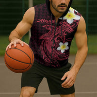 Aloha Hammerhead Shark Sleeveless Zip Hoodie Feverish Pink Hawaiian Kakau Tribal Tattoo LT9 - Polynesian Pride