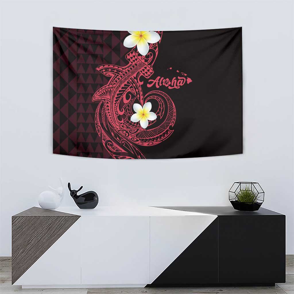 Aloha Hammerhead Shark Tapestry Feverish Pink Hawaiian Kakau Tribal Tattoo