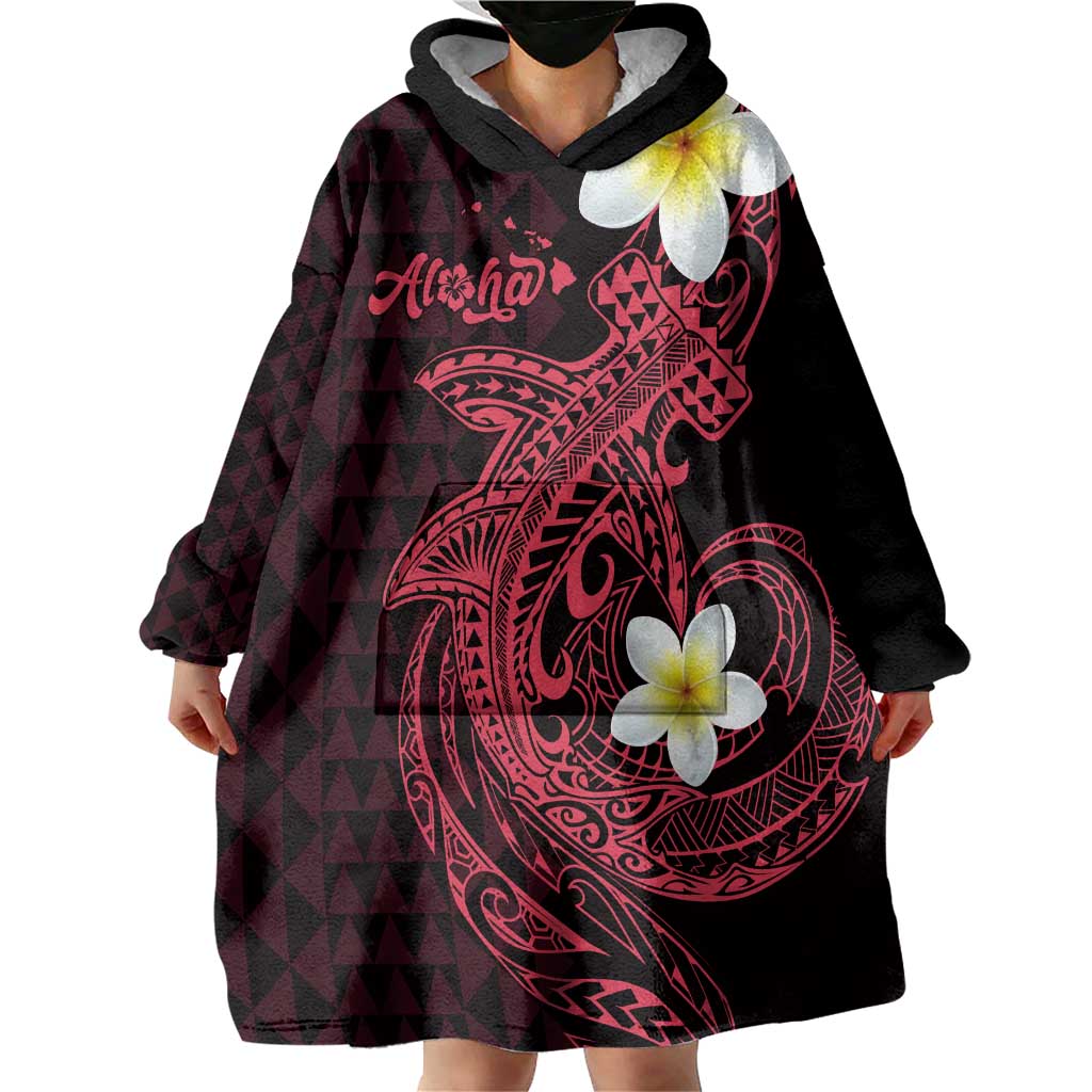 Aloha Hammerhead Shark Wearable Blanket Hoodie Feverish Pink Hawaiian Kakau Tribal Tattoo LT9 - Polynesian Pride