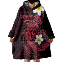 Aloha Hammerhead Shark Wearable Blanket Hoodie Feverish Pink Hawaiian Kakau Tribal Tattoo LT9 - Polynesian Pride