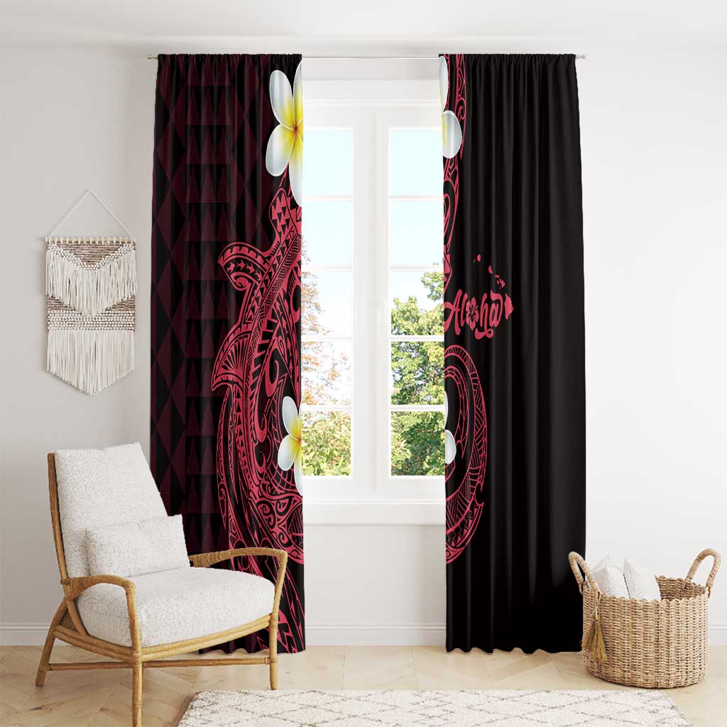 Aloha Hammerhead Shark Window Curtain Feverish Pink Hawaiian Kakau Tribal Tattoo