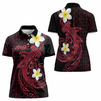 Aloha Hammerhead Shark Women Polo Shirt Feverish Pink Hawaiian Kakau Tribal Tattoo LT9 - Polynesian Pride