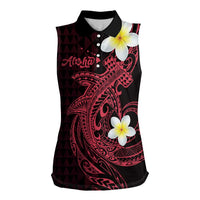 Aloha Hammerhead Shark Women Sleeveless Polo Shirt Feverish Pink Hawaiian Kakau Tribal Tattoo LT9 Female Pink - Polynesian Pride