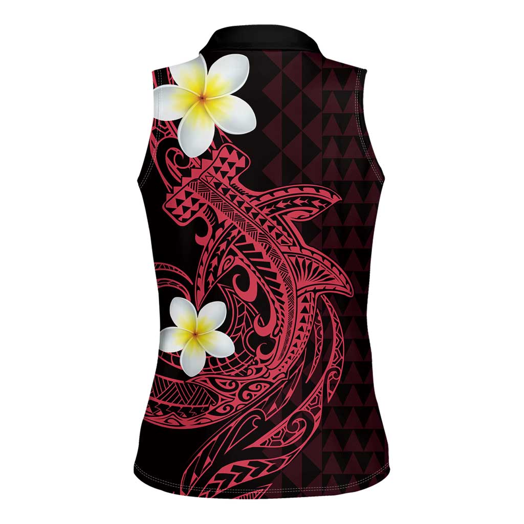 Aloha Hammerhead Shark Women Sleeveless Polo Shirt Feverish Pink Hawaiian Kakau Tribal Tattoo LT9 - Polynesian Pride