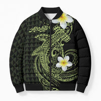 Aloha Hammerhead Shark Bomber Puffer Jacket Lime Rickey Hawaiian Kakau Tribal Tattoo LT9 Unisex Lime - Polynesian Pride