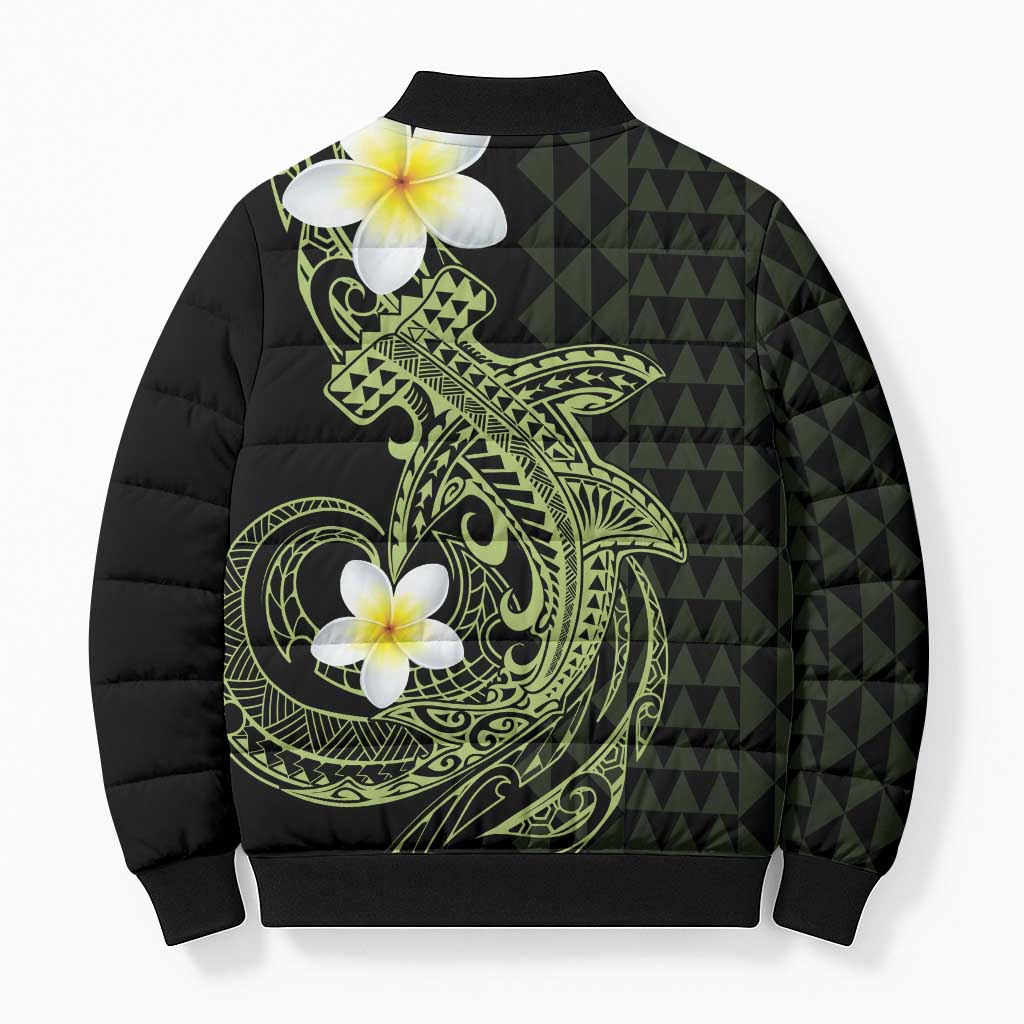 Aloha Hammerhead Shark Bomber Puffer Jacket Lime Rickey Hawaiian Kakau Tribal Tattoo LT9 - Polynesian Pride