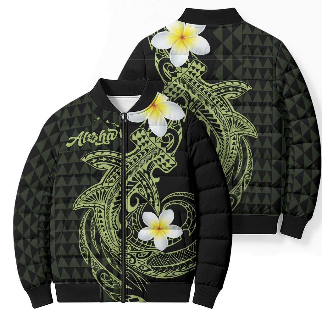 Aloha Hammerhead Shark Bomber Puffer Jacket Lime Rickey Hawaiian Kakau Tribal Tattoo LT9 - Polynesian Pride