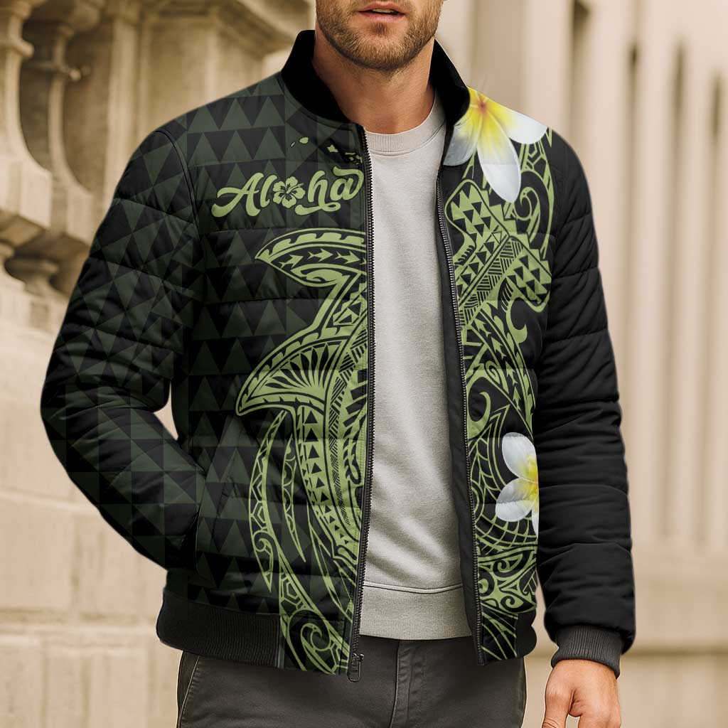 Aloha Hammerhead Shark Bomber Puffer Jacket Lime Rickey Hawaiian Kakau Tribal Tattoo LT9 - Polynesian Pride