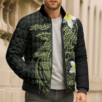 Aloha Hammerhead Shark Bomber Puffer Jacket Lime Rickey Hawaiian Kakau Tribal Tattoo LT9 - Polynesian Pride