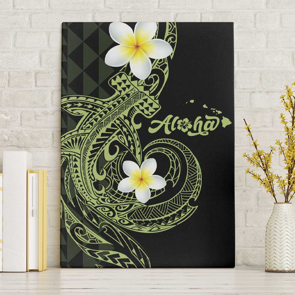 Aloha Hammerhead Shark Canvas Wall Art Lime Rickey Hawaiian Kakau Tribal Tattoo