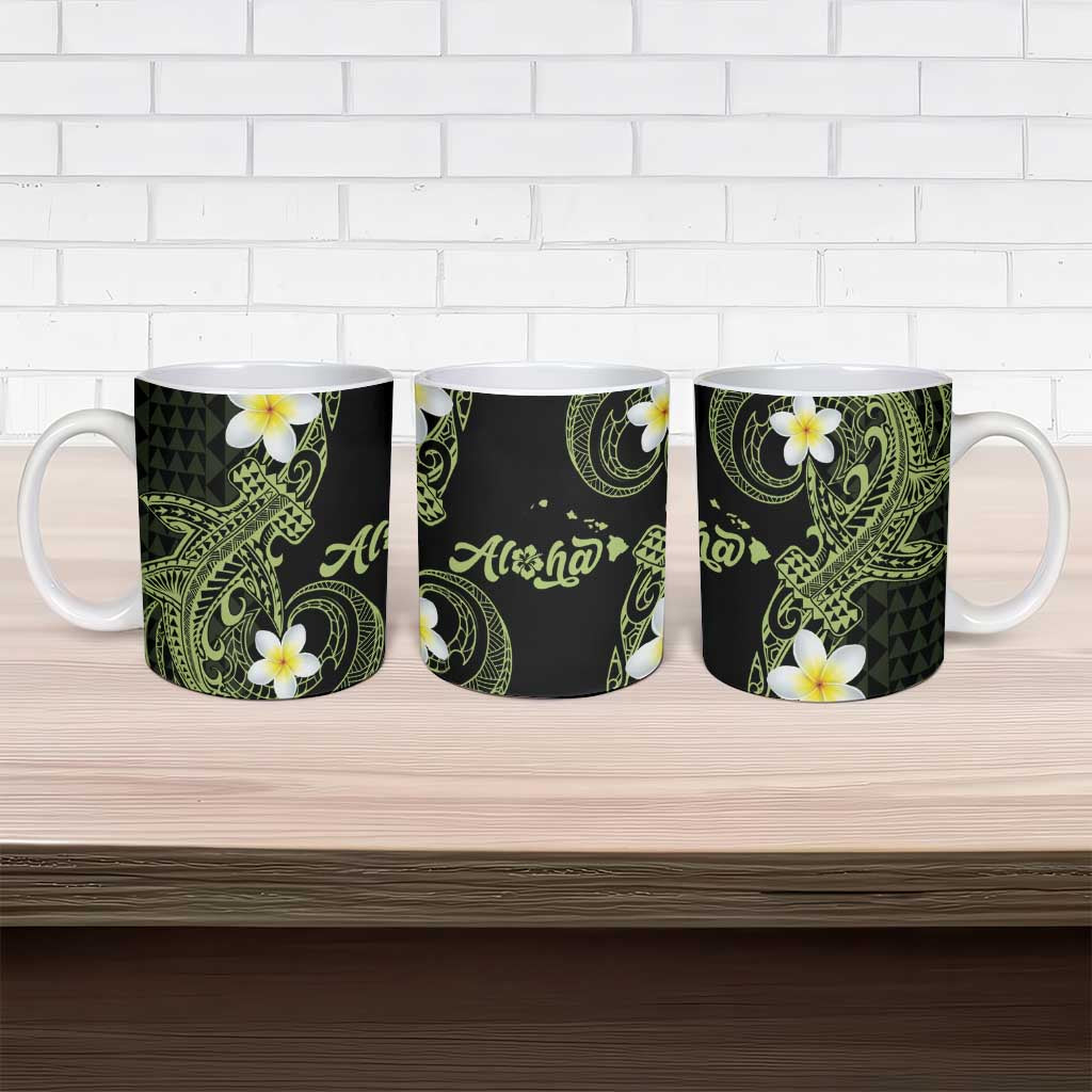 Aloha Hammerhead Shark Ceramic Mug Lime Rickey Hawaiian Kakau Tribal Tattoo - Polynesian Pride
