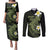 Aloha Hammerhead Shark Couples Matching Puletasi and Long Sleeve Button Shirt Lime Rickey Hawaiian Kakau Tribal Tattoo