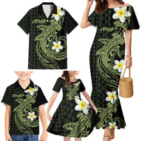 Aloha Hammerhead Shark Family Matching Mermaid Dress and Hawaiian Shirt Lime Rickey Hawaiian Kakau Tribal Tattoo LT9 - Polynesian Pride