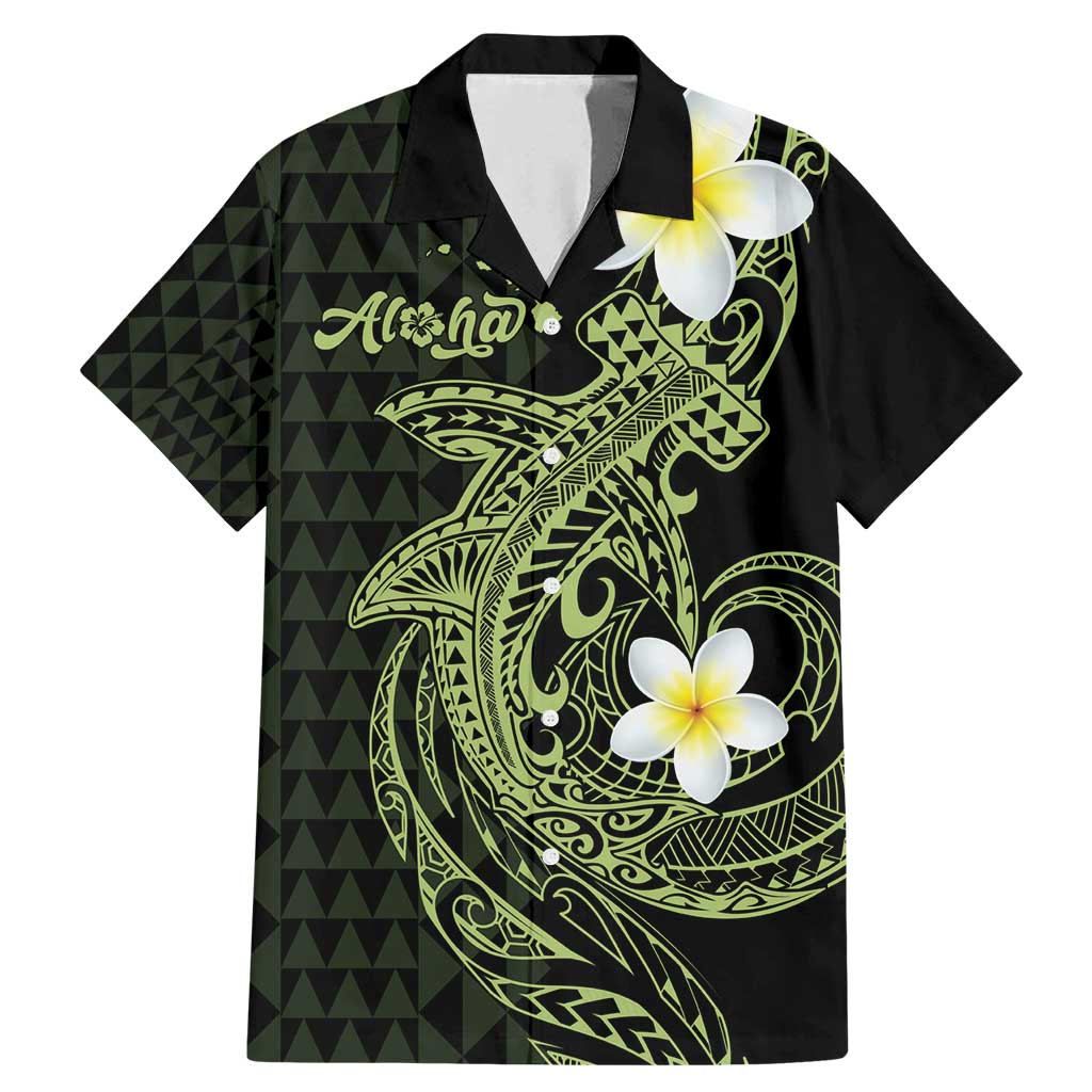 Aloha Hammerhead Shark Family Matching Mermaid Dress and Hawaiian Shirt Lime Rickey Hawaiian Kakau Tribal Tattoo LT9 Dad's Shirt - Short Sleeve Lime - Polynesian Pride