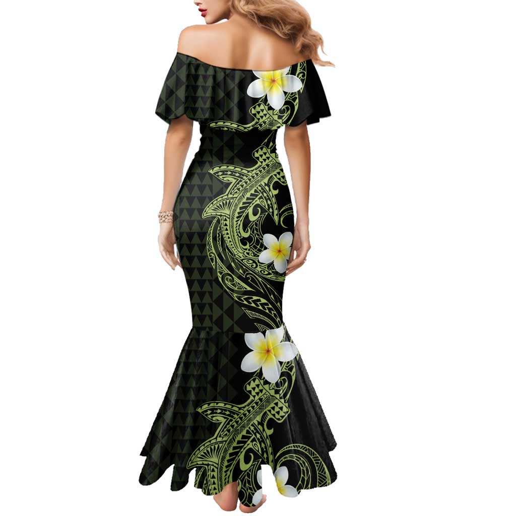 Aloha Hammerhead Shark Family Matching Mermaid Dress and Hawaiian Shirt Lime Rickey Hawaiian Kakau Tribal Tattoo LT9 - Polynesian Pride