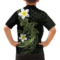 Aloha Hammerhead Shark Family Matching Off The Shoulder Long Sleeve Dress and Hawaiian Shirt Lime Rickey Hawaiian Kakau Tribal Tattoo LT9 - Polynesian Pride