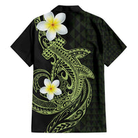 Aloha Hammerhead Shark Family Matching Off Shoulder Maxi Dress and Hawaiian Shirt Lime Rickey Hawaiian Kakau Tribal Tattoo LT9 - Polynesian Pride