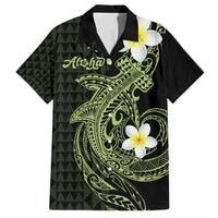 Aloha Hammerhead Shark Family Matching Off Shoulder Short Dress and Hawaiian Shirt Lime Rickey Hawaiian Kakau Tribal Tattoo LT9 Dad's Shirt - Short Sleeve Lime - Polynesian Pride