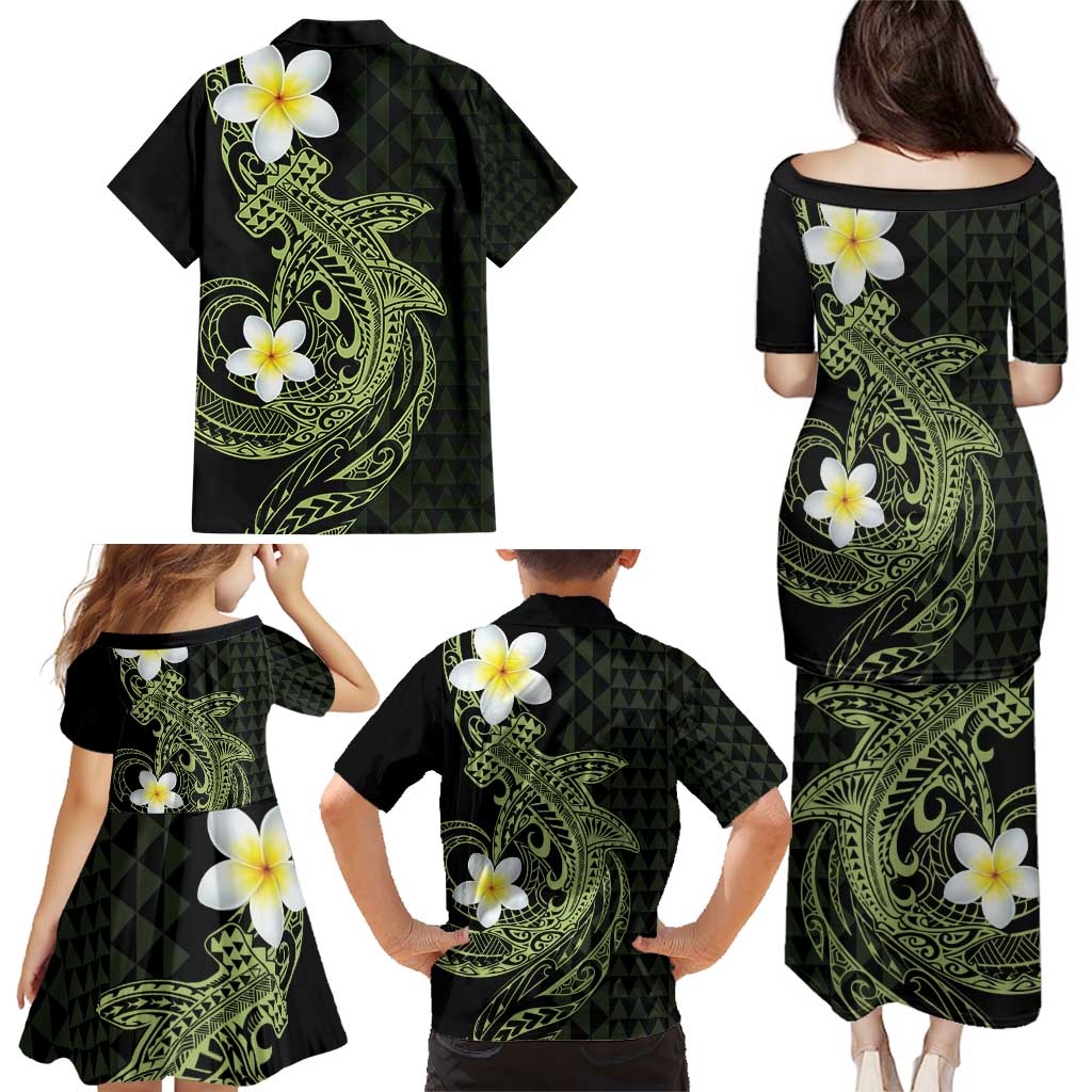 Aloha Hammerhead Shark Family Matching Puletasi and Hawaiian Shirt Lime Rickey Hawaiian Kakau Tribal Tattoo LT9 - Polynesian Pride