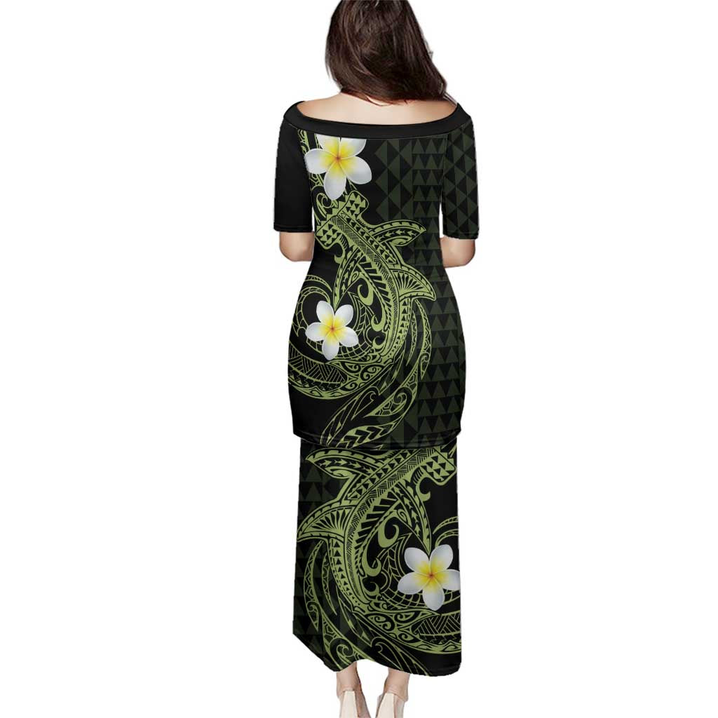Aloha Hammerhead Shark Family Matching Puletasi and Hawaiian Shirt Lime Rickey Hawaiian Kakau Tribal Tattoo LT9 - Polynesian Pride