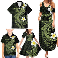 Aloha Hammerhead Shark Family Matching Summer Maxi Dress and Hawaiian Shirt Lime Rickey Hawaiian Kakau Tribal Tattoo LT9 - Polynesian Pride