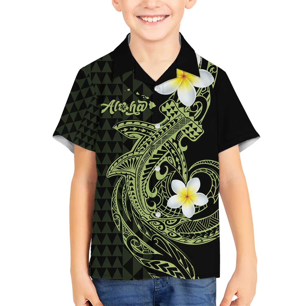 Aloha Hammerhead Shark Family Matching Summer Maxi Dress and Hawaiian Shirt Lime Rickey Hawaiian Kakau Tribal Tattoo LT9 Son's Shirt Lime - Polynesian Pride