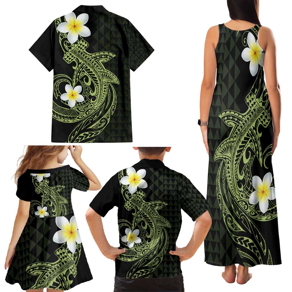 Aloha Hammerhead Shark Family Matching Tank Maxi Dress and Hawaiian Shirt Lime Rickey Hawaiian Kakau Tribal Tattoo LT9 - Polynesian Pride