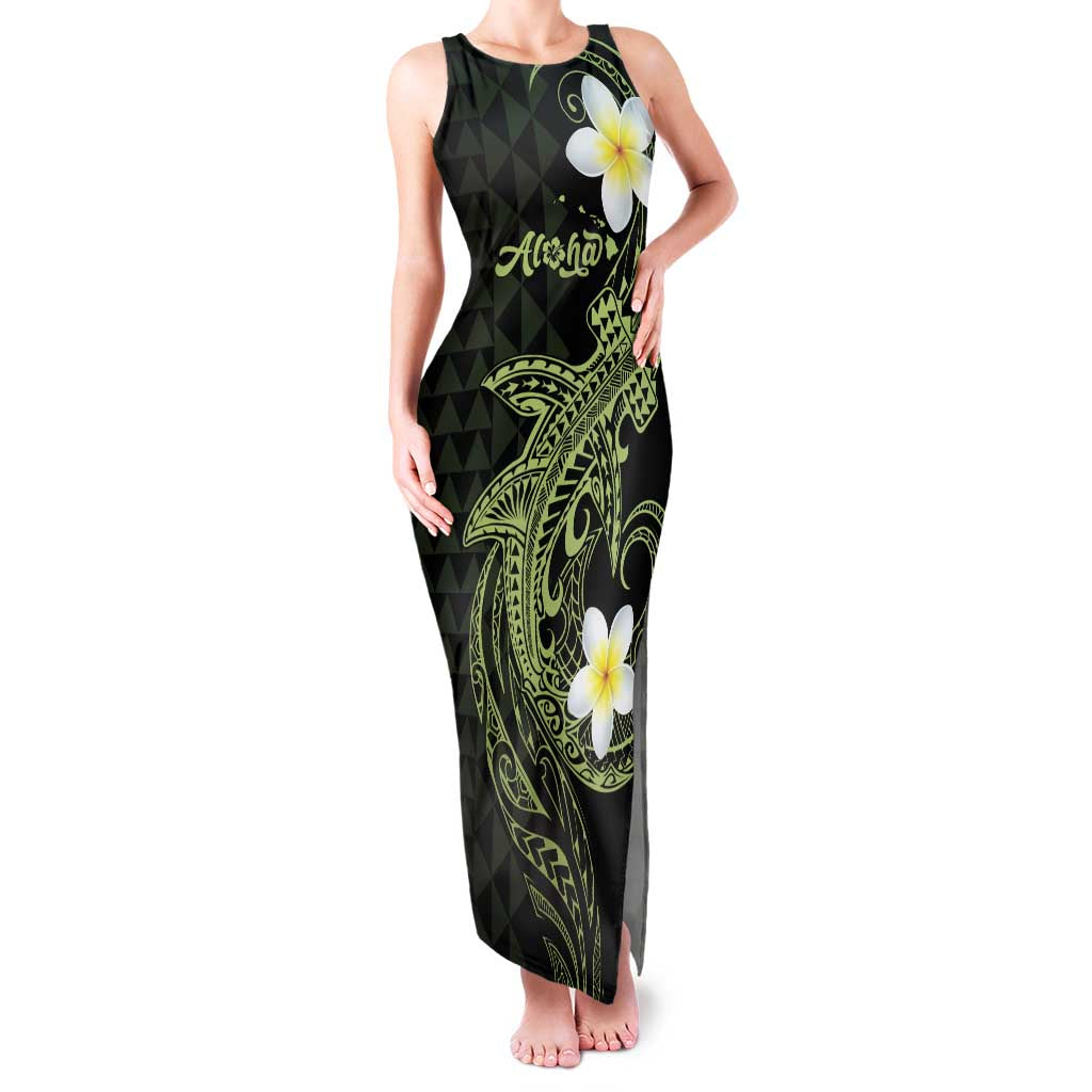Aloha Hammerhead Shark Family Matching Tank Maxi Dress and Hawaiian Shirt Lime Rickey Hawaiian Kakau Tribal Tattoo LT9 Mom's Dress Lime - Polynesian Pride