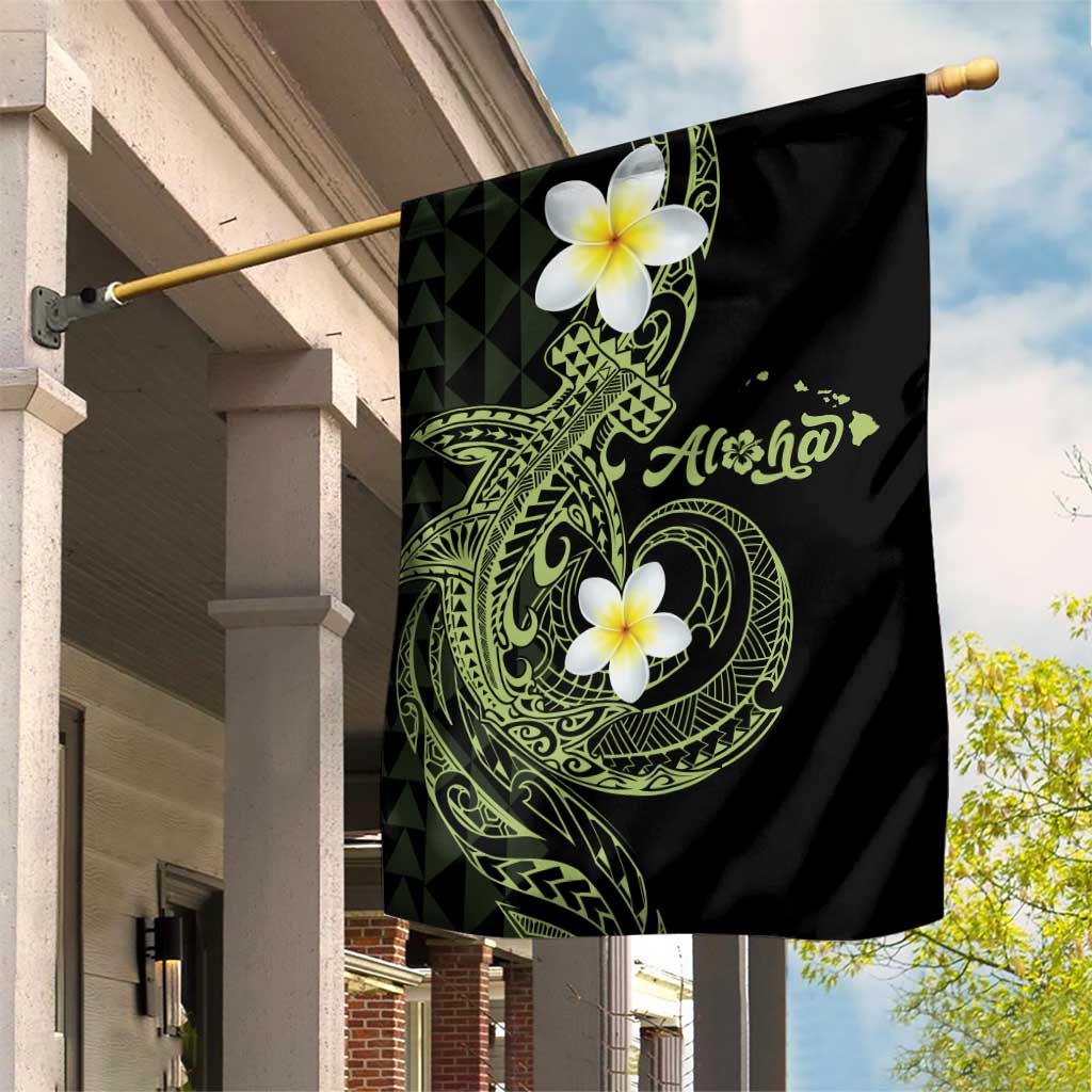 Aloha Hammerhead Shark Garden Flag Lime Rickey Hawaiian Kakau Tribal Tattoo