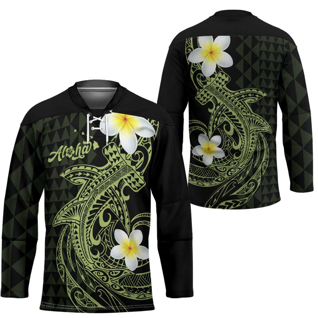 Aloha Hammerhead Shark Hockey Jersey Lime Rickey Hawaiian Kakau Tribal Tattoo - Polynesian Pride