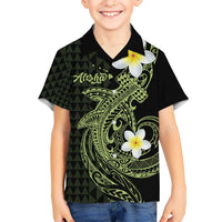 Aloha Hammerhead Shark Kid Hawaiian Shirt Lime Rickey Hawaiian Kakau Tribal Tattoo