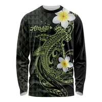 Aloha Hammerhead Shark Long Sleeve Shirt Lime Rickey Hawaiian Kakau Tribal Tattoo LT9 Unisex Lime - Polynesian Pride