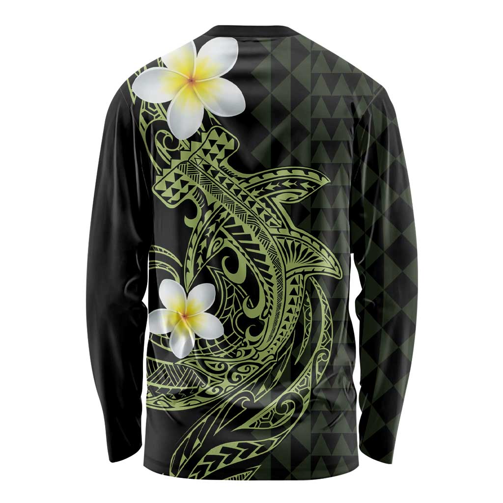 Aloha Hammerhead Shark Long Sleeve Shirt Lime Rickey Hawaiian Kakau Tribal Tattoo LT9 - Polynesian Pride
