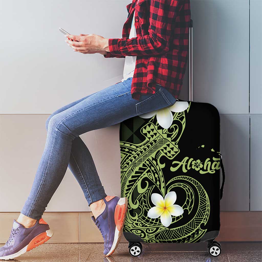 Aloha Hammerhead Shark Luggage Cover Lime Rickey Hawaiian Kakau Tribal Tattoo