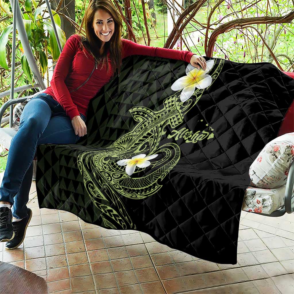Aloha Hammerhead Shark Quilt Lime Rickey Hawaiian Kakau Tribal Tattoo
