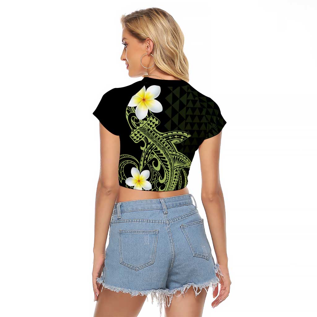Aloha Hammerhead Shark Raglan Cropped T Shirt Lime Rickey Hawaiian Kakau Tribal Tattoo