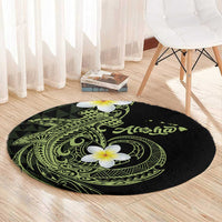 Aloha Hammerhead Shark Round Carpet Lime Rickey Hawaiian Kakau Tribal Tattoo