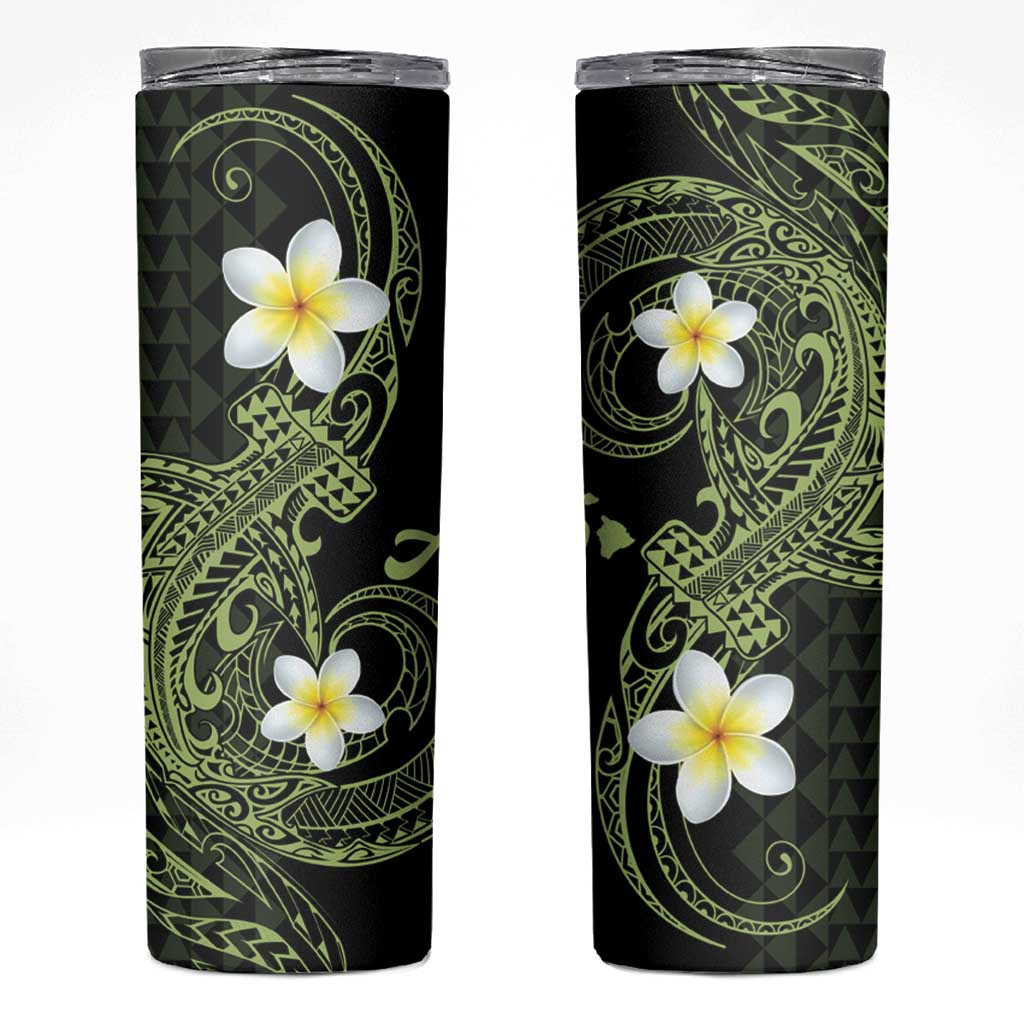 Aloha Hammerhead Shark Skinny Tumbler Lime Rickey Hawaiian Kakau Tribal Tattoo LT9 Lime - Polynesian Pride