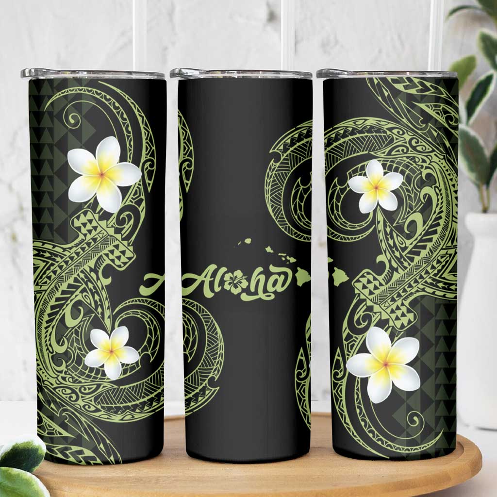 Aloha Hammerhead Shark Skinny Tumbler Lime Rickey Hawaiian Kakau Tribal Tattoo LT9 - Polynesian Pride