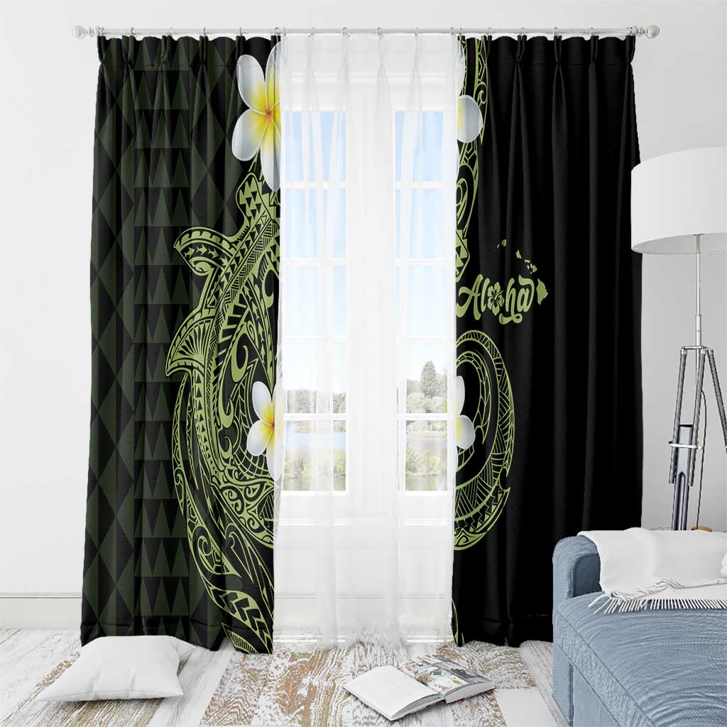 Aloha Hammerhead Shark Window Curtain Lime Rickey Hawaiian Kakau Tribal Tattoo