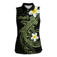 Aloha Hammerhead Shark Women Sleeveless Polo Shirt Lime Rickey Hawaiian Kakau Tribal Tattoo LT9 Female Lime - Polynesian Pride