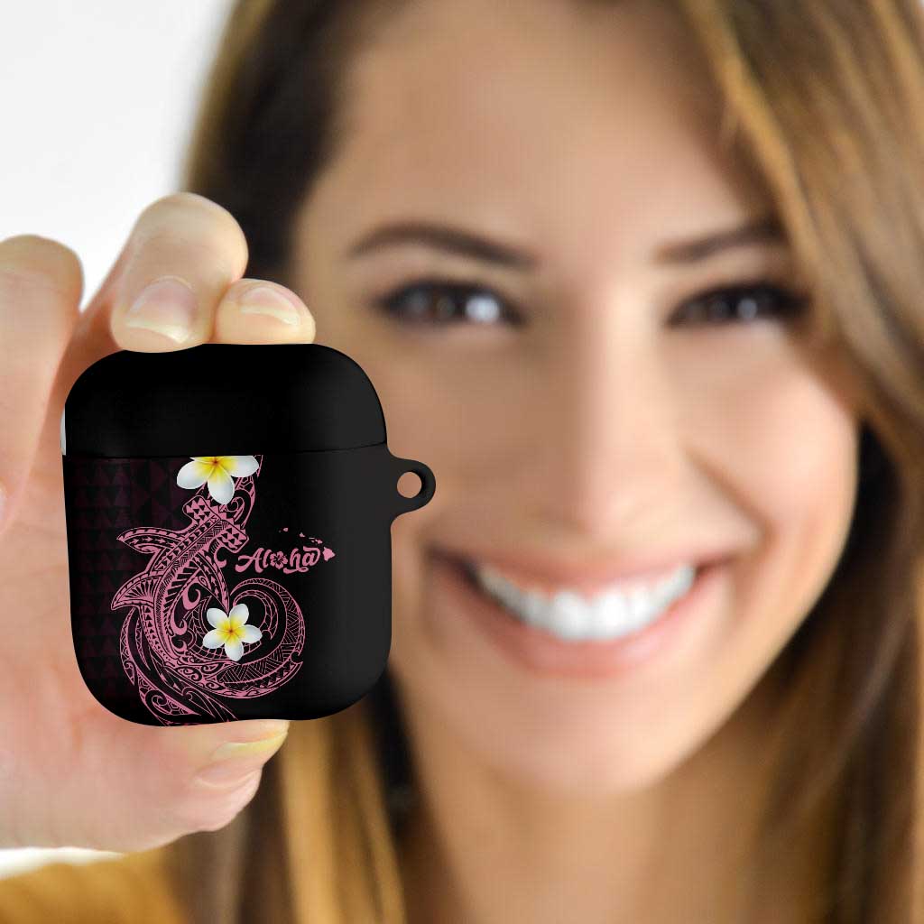 Aloha Hammerhead Shark AirPods Case Vivacious Pink Hawaiian Kakau Tribal Tattoo - Polynesian Pride