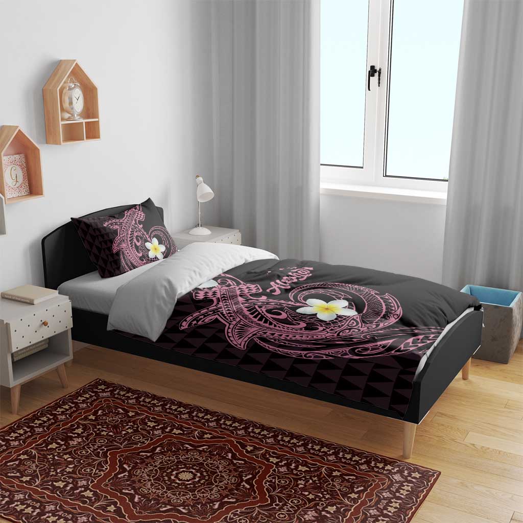 Aloha Hammerhead Shark Bedding Set Vivacious Pink Hawaiian Kakau Tribal Tattoo