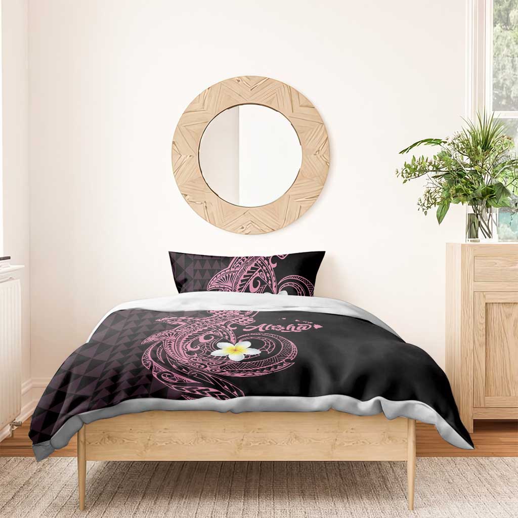 Aloha Hammerhead Shark Bedding Set Vivacious Pink Hawaiian Kakau Tribal Tattoo