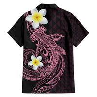 Aloha Hammerhead Shark Family Matching Off The Shoulder Long Sleeve Dress and Hawaiian Shirt Vivacious Pink Hawaiian Kakau Tribal Tattoo LT9 - Polynesian Pride