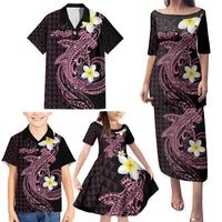 Aloha Hammerhead Shark Family Matching Puletasi and Hawaiian Shirt Vivacious Pink Hawaiian Kakau Tribal Tattoo LT9 - Polynesian Pride
