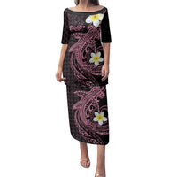 Aloha Hammerhead Shark Family Matching Puletasi and Hawaiian Shirt Vivacious Pink Hawaiian Kakau Tribal Tattoo LT9 Mom's Dress Pink - Polynesian Pride