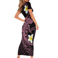 Aloha Hammerhead Shark Family Matching Short Sleeve Bodycon Dress and Hawaiian Shirt Vivacious Pink Hawaiian Kakau Tribal Tattoo LT9 - Polynesian Pride